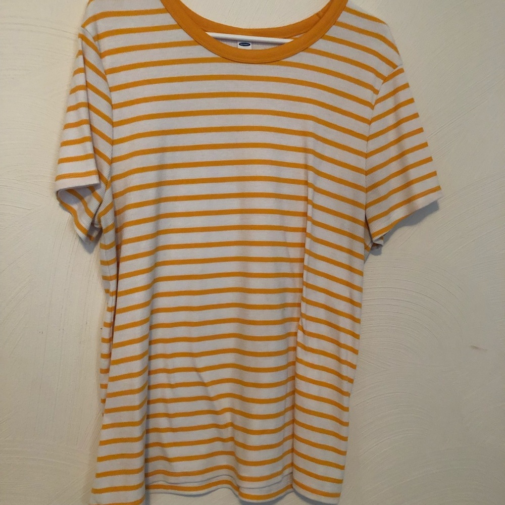 yellow and white top